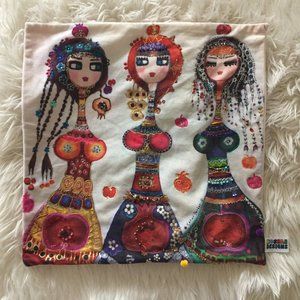 Handpainted throw pillow case